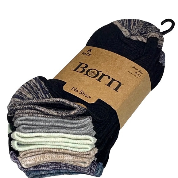 Born Accessories - Born No Show Socks 6 Pack Bundle Cotton Blend Shoe Size 4-10 NWT BO9951WW-BKB